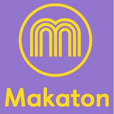 The Makaton Logo which is a yellow m on a purple background 